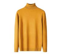 Manteau d'hiver extra chaud pour hommes col roulé coupe ajustée avec vêtements tricotés décontractés avec couleur unie pull manteau pour entraîneur de rouleau, jaune, M