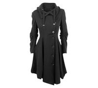 Manteau d'hiver femme à capuche, long manteau croisé à capuche, trench coat chaud en laine avec ceintures, noir, taille XXL
