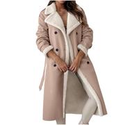 Manteau d'hiver Femme Duveteux Polaire Revers Manches Longues Bouton Chaud Fausse Fourrure Vêtements D'extérieur Veste Sherpa Cardigan Manteaux Femmes d'hiver Long Blousons Chaude en Peluche