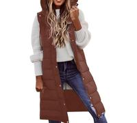 Manteau d'hiver Femme, Gilet avec Capuche, Manteau Chaud sans Manches avec Poches, Gilet matelassé, Doudoune, Veste d'extérieur matelassée Veste Jott Femme Blanche Veste A Capuche Femme (Brown, XXXL)