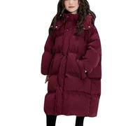 Manteau d'hiver long et léger à capuche pour fille - Doudoune longue - Chaud - Élégant - Thermique - Imperméable - Vêtements d'extérieur isolés, bordeaux, 15-16 ans