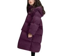 Manteau d'hiver long et léger à capuche pour fille - Doudoune longueur maxi - Chaud duvet - Élégant - Thermique - Parka - Imperméable - Vêtements d'extérieur isolés, violet, 5-6 ans