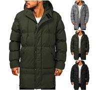 Manteau d'hiver long pour homme - Manteau en duvet pour homme - Manteau chaud pour homme - Veste d'hiver longue matelassée avec capuche - Parka d'hiver - Veste d'hiver pour homme avec fermeture éclair