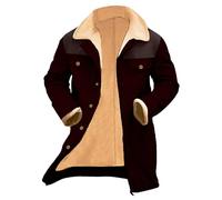Manteau d'hiver long pour homme, veste à col rabattable, chandail en polaire long à bloc de couleur, confortable et tendance, pull chaud avec bouton pour l'hiver, bordeaux, XL