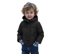 Manteau d'hiver matelassé en Duvet pour Filles destiné à Un Usage Quotidien d'extérieur Veste Chaude et épaisse pour Enfants Style décontracté et Pratique (Black, 11-12 Years)