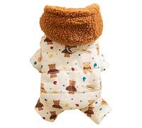 Manteau d'hiver pour animal de compagnie - Veste à quatre pattes en coton sans poils pour chats et petits chiens | Capuche douce avec boucle de traction - Vêtement chaud pour chien par temps froid