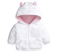 Manteau d'hiver pour bébé fille avec oreilles de lapin - Veste à capuche avec fermeture éclair - Coupe-vent épais - Chaud - Vêtements d'hiver pour nouveau-né chat et fille (blanc, 9-12 mois)