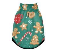 Manteau d'hiver pour chien par temps froid, veste chaude coupe-vent avec ceinture de sécurité, fermeture éclair, combinaison à quatre pattes pour chien, motif pain d'épices de Noël et tasse rouge