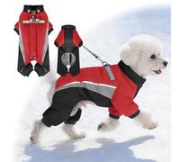 Manteau d'hiver pour Chiens, Combinaison Polaire entièrement isolée, avec Sangle de Poitrine intégrée, imperméable et Coupe-Vent, Doudoune pour Chiots à Quatre Pattes.(Rot,33X22CM)