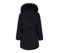 Manteau d'hiver pour femme - Manteau parka d'extérieur - Rue quotidienne - Manteau long - Coupe normale - Réglable - Coupe-vent - Chaud - Respirant - Streetwear - Gants de guides de chien, Noir , 6XL