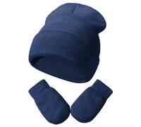 Manteau d'hiver pour fille et garçon, bonnets doux pour bébé pour tout-petits, bonnets d'hiver tricotés avec écharpe ronde brillante garçon 8 ans, Marine, 3-24 mois