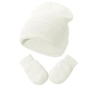 Manteau d'hiver pour fille et garçon, bonnets doux pour bébé pour tout-petits, bonnets d'hiver tricotés avec écharpe ronde brillante garçon 8 ans, Blanc., 3-24 mois