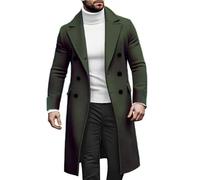 Manteau d'hiver pour homme - Trench à double boutonnage - Décontracté - Chaud - Coupe-vent - Manteau d'affaires - Col à revers - Veste d'hiver - Loisirs - Coupe-vent, Vert arme (01), M