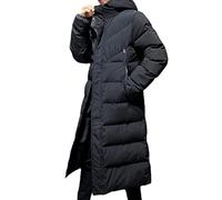Manteau d'hiver pour Hommes épaissie Doudoune à Capuche Manteau d'hiver imperméable Coupe-Vent Parka Longue à Capuche Doudoune Longue Bouffante Veste à Capuche (Noir,M)