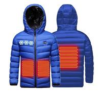 Manteau Doudoune Chauffant Enfants USB Manteau Doudoune Chauffant Electrique Garçons Filles avec 3 Zones de Chauffage pour Le Travail en extérieur Tenue Quotidienne Ski Équitation Moto
