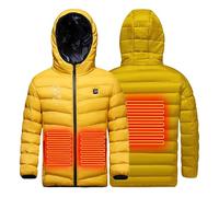 Manteau Doudoune Chauffant Enfants-Veste Chauffante Enfant USB à Capuche - 3 Températures Réglables - Manches Longues - Veste Chauffant avec Zips Vêtement Lavable Doudoune Chasse Enfants Hiver