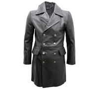 Manteau En Cuir Noir Long Général Allemand Pour Homme