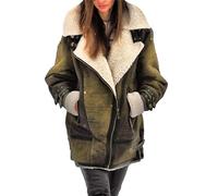Manteau en Daim Grande Taille pour Femme Veste d'hiver doublée de Fourrure Veste Polaire col Sherpa Veste Outwear
