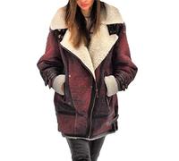 Manteau en Daim Grande Taille pour Femme Veste d'hiver doublée de Fourrure Veste Polaire col Sherpa Veste Outwear