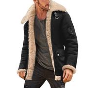 Manteau en daim pour homme | Manteau doublé en polaire | Veste militaire d'hiver | Manteaux de camionneur rétro | Veste cargo chaude | Manteau thermique Sherpa | Coupe-vent de combat doublé en polaire