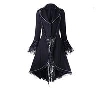 Manteau en dentelle pour femme - Style vintage - Pour femme - Style gothique - Style baroque - Style punk - Manteau militaire - Rétro victorien - Pour Halloween, Noël - Manches longues, Noir (01), M