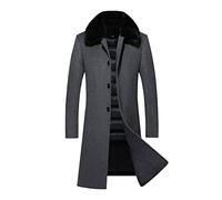 Manteau en Laine avec Doublure en Duvet Amovible pour Hommes Pardessus Élégant Hiver Long Duffle Trench Coat en Laine Chaud Veste Slim Fit Manche Longues Parka Coupe Vent Col de Fourrure Couleur B M