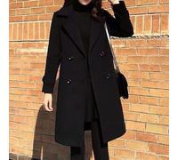 Manteau en laine de style coréen pour femme - Veste chaude mi-longue avec col de costume pour une utilisation pratique par temps froid (XXL noir)