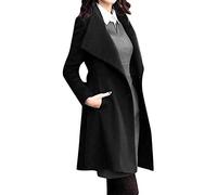 Manteau en Laine Femme Col Montant Hiver Soldes Trench Coat Long Gris Noir Veste Longue Officier Femmes Outwear Casual Overdose
