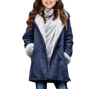 Manteau en Laine Fille Hiver avec Capuche Manteaux Enfant Hiver Doublé Polaire Chaud Manches Longues Blouson À Capuche éclair Grande Taille épaissir Parka Manteaux Filles Doudoune Outercoat 5-14 Ans