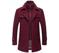 Manteau en Laine Homme Manteau Hiver Chaud, Parka Long Trench pour Homme Trench Coat Classique Parka Pardessus Caban Slim Fit Business Duffle-Coats Mi-Long Coup-Vent Revers Overcoat