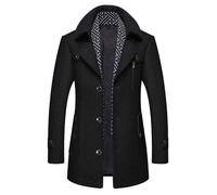 Manteau en Laine - HUGO - Mi-Longue - Noir - Écharpe Amovible - Automne-Hiver L
