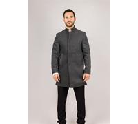 Manteau En Laine Mélangée Gris À Col Montant Pour Homme Ajusté Et Formelle