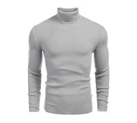 Manteau en laine mélangée pour homme - Pull à col roulé - Pull fin à manches longues - Pull décontracté thermique en laine, gris, M