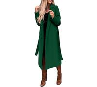 Manteau en laine pour femme - Manteau d'hiver long en laine pour femme - Trench avec ceinture - Manches longues - Revers - Veste fine - Veste d'hiver - Veste de transition chaude - Manteau coupe-vent