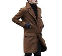 Manteau en Laine pour Homme Laine Vintage Manteau Hommes Pardessus Laine Mi-Long Caban Vest Manteau d'hiver Epais Trench Coat Parka Caban Business Trench Coat Blouson Jacket Slim Fit Duffle-Coats