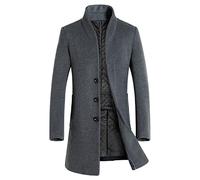 Manteau en Laine pour Homme Manteau Long 3/4 - Veste Chaud avec Col à Revers éLéGant Boutonnage Simple Coupe AjustéE VêTement ExtéRieur DéContracté Adapté à La Saison Froide - RéSiste Au Vent