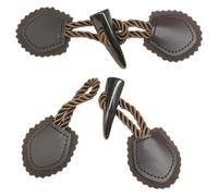 Manteau en laine Toggles15CM Boutons de fermeture à bascule en cuir PU marron foncé Bouton à bascule en cuir à coudre sur la fermeture à bascule for manteau cardigans veste vêtements(Dark Brown)