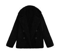 Manteau en molleton à revers pour femmes Veste Cardigan à manches longues Vêtements d'extérieur chauds en fausse fourrure et en peau de mouton shaggy (Le Noir,4XL)