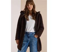 Manteau en peluche à capuche contrastée