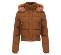 Manteau en polaire à fermeture éclair pour femme - Veste courte à capuche en laine de coton avec manches longues pour l'automne et l'hiver - Manteaux pour femme - Grande taille, café, 3XL