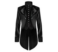 Manteau en queue d'aronde pour homme, col montant, manches longues, Noir , 4XL