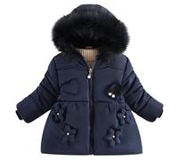Manteau Enfant Fille Hiver Chaud Doudoune Épaisse Parka à Capuche en Fausse Fourrure Mi-Longue Veste Chaude d'hiver pour Garcon Coupe-vent Manteaux et Blousons Vêtement de Plein Air 1-5 Ans