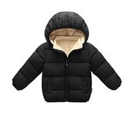 Manteau Enfant Garcon 1-6 Ans Polaire Hiver Chaud Veste matelassée Fille Capuche Amovible Blousons garçon zippé Epais Molleton uni Manche Longue Doudoune Vetement Bebe garçon (Black, 5-6 Ans)