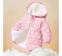 Manteau épais matelassé, style casual de tous les jours, mignon avec un motif à pois, pour bébé fille en automne et hiver 6-9M,9-12M,12-18M,18-24M,2-3Y,3-6MGéométrique,Cœur,PoisTissu tissé