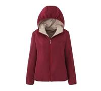 Manteau Equitation Femme Manteau De Ski Femme à Capuche Coupe Ajustée De Couleur Unie Pour Femmes Avec Veste Chaude En Polaire Veste Rembourrée Doudoune Longue Oversize Red S