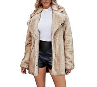 Manteau Fausse Fourrure Femme Grand Taille d'hiver Chaud Fausse Fourrure Moelleuse Mi-Longue en Fausse Chaude Veste Fille Élégant Imitation Fourrure Manteau Veste Femmes Fausse Fourrure