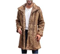 Manteau Fausse Fourrure Homme Hiver Long Couleur Unie Veste Parka Super Doux Chaud Longue Cardigan Trench Coat Outwear Manteau Hiver Chaud et épais Fausse Fourrure Veste Grande Taille