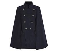 Manteau Femme Châle Cape Fourrure Poncho Top en Laine Hiver Automne Blouson Courte Chaud Taille Costume Marine XL