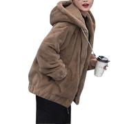 Manteau Femme Chaud Running Long Polaires Veste Pilou Bouclette Blouson Chauffante Ski Chaude Duffle Veste Manteau Femme Hiver Chic Grande Taille Hiver Chaud Polaire Café M