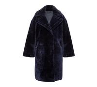 Manteau femme col revers large coupe droite design élégant.